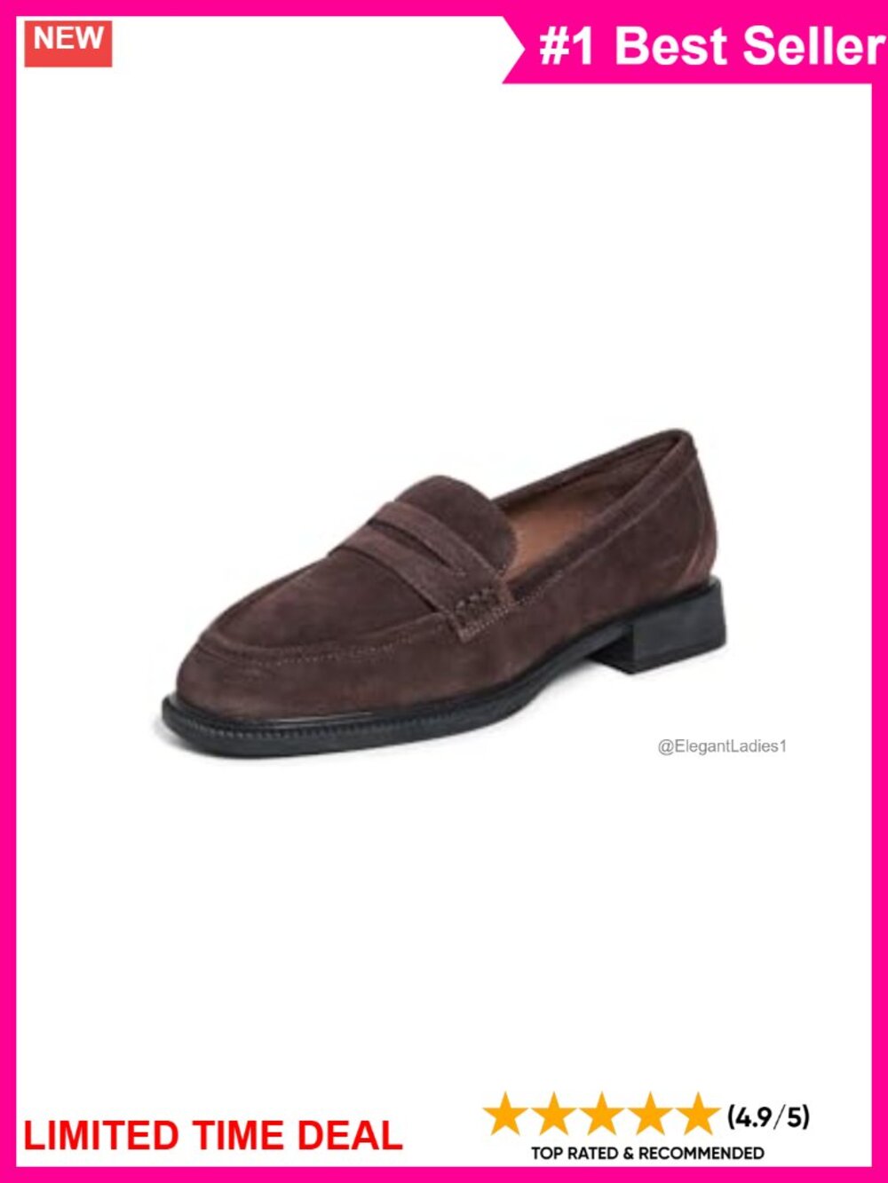 Chunky Heel Penny Loafers Round Toe Slip-On Leather Shoes